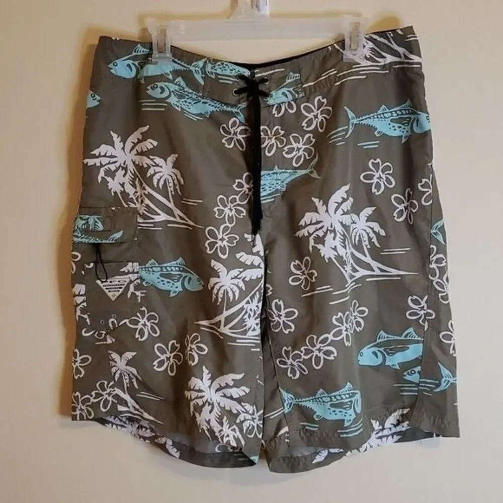 Columbia PFG Fish Responsibly Swim Shorts - Olive Green - 36
